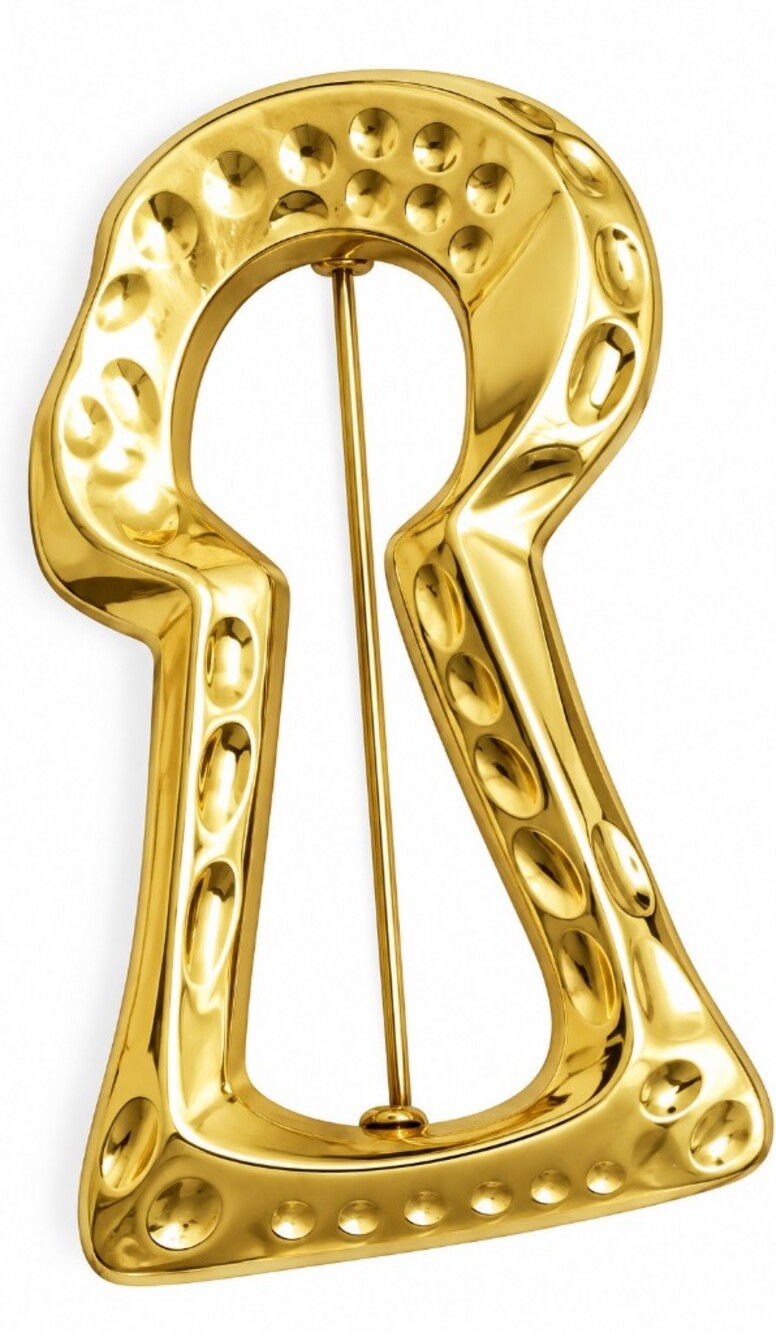 Gold Keyhole Sculptural Brooch